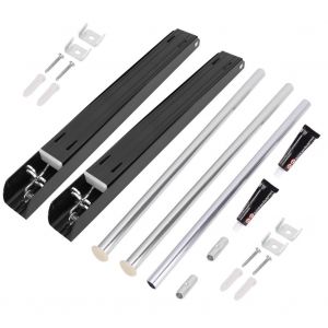 Hjlian Cintre Retractable A Double Support En Aluminium Avec Tige De 120 Cm, Sechoir Pliable Pour Balcon, Noir - Neuf