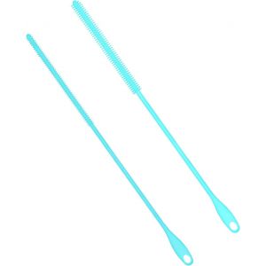 2pcs Brosse De Paille En Silicone, 6mm+8mm Extra Longues Brosse De Nettoyage Paille Goupillon Nettoyage Paille Brosse Nettoyage Crevasse Pour Verre Paille M&eacute;tallique (Bleu) - Neuf