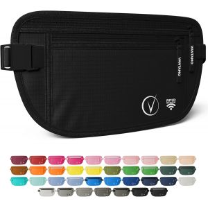 CAUC-Sac Banane Femme Ultra Fin avec Protection RFID, Antivol Banane Homme avec Sangle Réglable, Ceinture Course à Pied Légère pour Voyage et Sport, Pochette Secrète pour Telephone et Passeport - Neuf
