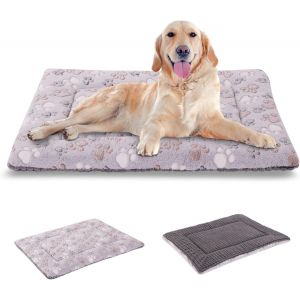 Tapis De Lit Pour Chien &Eacute;l&eacute;gant Et R&eacute;versible, Coussin Lavable En Mousse Haute Densit&eacute; Pour Animaux De Compagnie Xh079 (91x58x4cm, Grey Paw) - Neuf