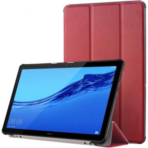 Coque Compatible pour Huawei MediaPad T5 10.1" Housse de Protection en Cuir PU &Eacute;tui Magn&eacute;tique Ultra-Mince avec Fonction Support - Rose - Neuf