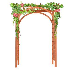Arche De Jardin 160 X 60 X 217 Cm Pour Plantes Grimpantes D&eacute;corative En Bois Naturel Helloshop26 20_0017929 - Neuf