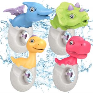 Kal-Pistolet À Eau, 4 Pièces Dinosaure Pistolets A Eau Enfants, Water Pistole Jouet, Pistolet A Eau Puissant, Jouets D'été Pour Jardin,Piscine, Fête,Plage, Jeux D'eau Exterieur - Neuf