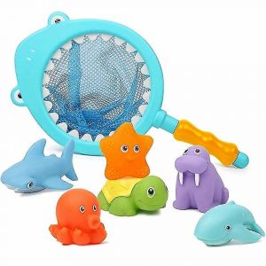 Ensemble De 7 Jouets De Bain, Animaux Flottants &Agrave; Jet D'eau Changeant De Couleur, Accessoires De Piscine Pour Baignoire, Jeu De P&ecirc;che Au Requin Pour B&eacute;b&eacute;s Et Tout-Petits - Neuf
