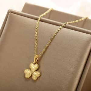 Collier Meilleur Pendentif Or 18k Trèfle Alvéolaire Pour Femmes - Neuf