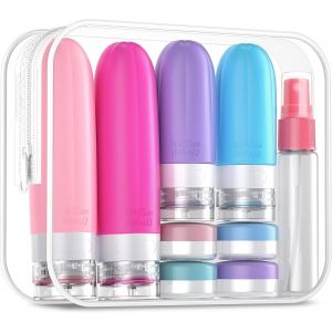 Flacons de Voyage en Silicone 16 Pack,Flacons de Voyage à Remplir,Etanches,Flacons Cosmétiques à Remplir de Voyage,Récipient,Sans BPA,Approuvé par la FDA,Pour Remplir de Lotion.[K119] - Neuf