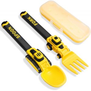 Sept-Construction Couverts Enfants - Couverts Pour Enfants - Convient À La Fourchette Et À La Cuillère Pour Enfant - Bagger Couverts Pour Enfants, Couverts Portables Pour Jeunes Enfants De 1-5 Ans - - Neuf