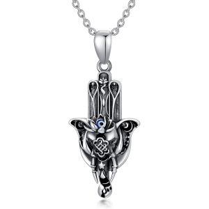 Collier &Eacute;l&eacute;phant Main De Fatma En Argent Sterling Pendentif &Eacute;l&eacute;phant Lotus Mauvais ?il Amulette Bijoux Cadeaux Pour Femme Fille - Neuf