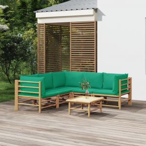 Prolenta Premium - Salon De Jardin 6 Pcs Avec Coussins Vert Bambou - Neuf
