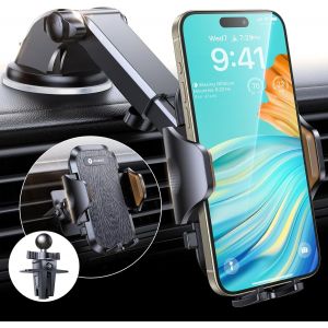 JGD-Support Telephone Voiture [Ventouse Militaire 20KG] 360&deg; Rotation Porte Telephone Voiture Grille d'A&eacute;ration [Clip en M&eacute;tal &agrave; Double Verrou] Compatible avec Tous Les Smartphones - Neuf