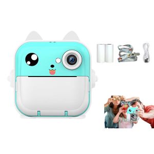 Appareil photo instantan&eacute; pour enfants avec 2 rouleaux de papier, 24 MP, enregistrement vid&eacute;o, rechargeable, &agrave; partir de 4 ans - Neuf