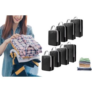 Lot de 8 cubes de rangement compressibles pour le voyage - Noir - Neuf