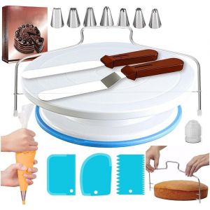 Jexnovashop-35 Pi&egrave;ces Plateau Tournant De G&acirc;teau,Spatules &Agrave; Gla&ccedil;age,Ensemble Grattoir &Agrave; G&acirc;teau,Douilles P&acirc;tisserie,Diy Kits Pour D&eacute;coration Cuisine Moule De Cuisson Outil - Neuf