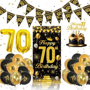AYUHR-Kit Decoration Anniversaire 50 Ans - Ballons Anniversaire Noir Et Or, Banderole Joyeux Anniversaire 50 Ans, Deco Gateau Anniversaire, Ballon 50 Ans Anniversaire, 50 Ans Anniversaire Femme Homme - Neuf