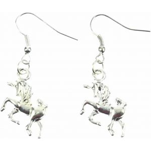 Kal-Licorne De Cheval Licornes De Fantasy Argent Moule Licorne - Bijoux Fashion Main I Ni Argenté Boucles D'oreille - Neuf
