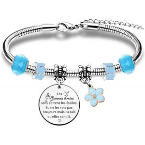 Kal-Meilleure Amie Bangle Pour Femmes Hommes Cadeaux D'anniversaire Bracelets Poignet Collègues Noël Bijoux Appréciation L'amitié Distance Obtention Diplôme Adieu Retraite Pierre Souvenir - Neuf