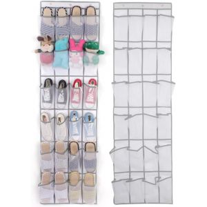 Kgabery-Organiseur De Chaussures À Suspendre 24 Poches Range-Chaussures À Suspendre Sur La Porte Engrener Visible Pliable Avec 4 Crochets Pour Chaussures Chaussettes Jouets Beauté Accessoires - Neuf