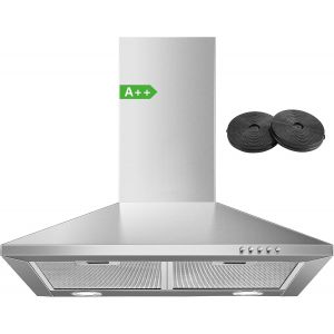 CHECARZHN--NO1-Hotte Aspirante 60Cm, Classe A++, Hotte Cuisine Avec 2 Filtres À Charbon, Débit D'Air Puissant 350 M³/H, 3 Vitesses, Evacuation Ou Recyclage, Éclairage Led - Neuf