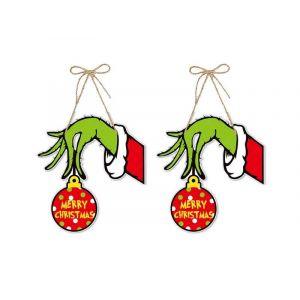 2 d&eacute;corations de No&euml;l inspir&eacute;es du Grinch, &agrave; suspendre pour le sapin et la maison - Neuf