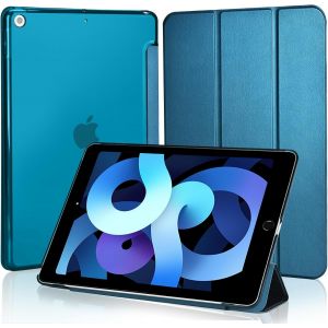 Coque Pour Ipad 10,2 Pouces 9ème/8ème/7ème Génération 2021/2020/2019, Housse Étui De Protection Léger Coque Arrière En Pc Rigide Translucide Givré Pour Ipad 9/8/7, Bleu Paon - Neuf