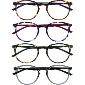Lunettes De Lecture Pack De 3 Montures Rondes Et Minces Charnières À Ressort Anti-Rayures Marron Violet Vert Gris Transparente Hommes Femmes Rrrr60-2567 +3.50 - Neuf