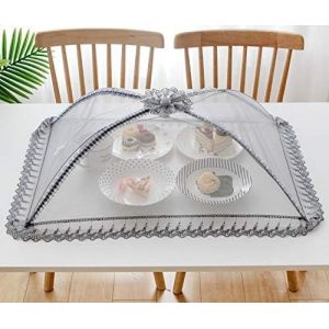Cloche alimentaire en maille de qualité supérieure - 50 x 70 cm - Réutilisable et pliable - Pour pique-nique et extérieur - Protège les aliments des mouches, insectes et moustiques - Neuf