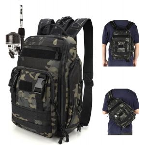 Fishing Tackle Storage Backpack, Fishing Backpack With Fishing Rod Holder Lightweight Heavy Duty Shoulder Bag For Fishing Hiking Hunting Camping - Neuf