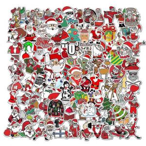 Autocollants De Noël 100 Pcs Pour Bouteilles D'eau Scrapbooking Artisanat Drôle Noël Vacances Autocollants - Neuf