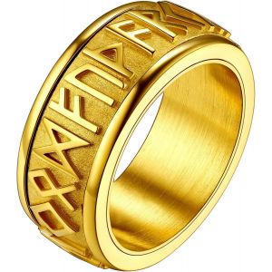 Tianyi-Anti Stress Bague Homme Viking Runes Acier Inoxydable, Anneau Alliancetournante Viking Nordique Taille 54-64,Bijoux Vikings Porte Bonheur Gothique - Neuf