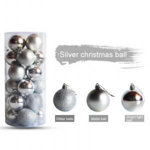 24Pcs Boules de No&euml;l Assorties Pack, &Eacute;paissi Incassable Sph&egrave;re &Eacute;lectrolytique Arbre de No&euml;l de la Pendaison de Balle Pendentifs de No&euml;l, Boules d'argent 3cm - Neuf