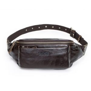 Sac ceinture d&eacute;contract&eacute; en cuir pour sports de plein air et voyages avec poche pour t&eacute;l&eacute;phone et emplacements pour cartes - Neuf