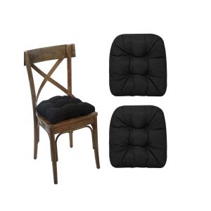 Lot de 2 coussins de chaise noirs pour chaises en osier et tatami, 48 x 48 cm - Neuf
