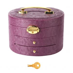 Boite De Rangement Retro Pour Boucles D'oreilles, Colliers, Bagues, Bijoux (Violet) - Neuf