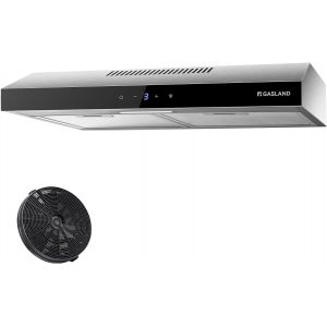 CHECARZHN--NO1-Chef Sr60Ss Hotte Aspirante Sous Plan 60Cm À Recyclage, Silencieuse Évacuation D'Air 202 M³/H Filtre À Charbon Actif 3 Niveaux Touch Control, Acier Inox Argent - Neuf
