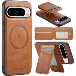 Trahoo-Étui De Protection Magnétique Pour Téléphone Portable, Pour Google Pixel 9 Pro Xl, Avec Compartiment Pour Cartes, Magnétique, En Cuir, Anti-Chocs, Marron - Neuf