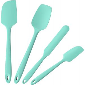 Lot De 4 Spatules Et Grattoirs En Silicone, R&eacute;sistants &Agrave; La Chaleur Jusqu'&agrave; 600 &deg;F, De Qualit&eacute; Alimentaire, Sans Bpa, Caoutchouc, Outil De Cuisson, Ensemble D'ustensiles Antiadh&eacute;sifs (Vert Menthe) - Neuf
