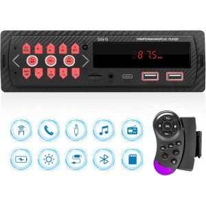 Autoradio 1 Din Bluetooth Autoradio avec Bluetooth Mains Libres FM Radio/EQ/Type C/2 USB/TF/Aux in/RCA Lecteur MP3 avec Commandes au Volant R&eacute;cepteur St&eacute;r&eacute;o Car Radio MP3 Player Charge Rapide - Neuf