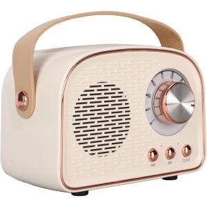 Haut-Parleur BT R&eacute;tro BT 5.0 D&eacute;cor Vintage, Mini Haut-Parleur BT Portable sans Fil Vintage de Type C, Style Ancien Mignon pour Cuisine, Bureau, Chambre &agrave; Coucher, Bureau(Blanc) - Neuf