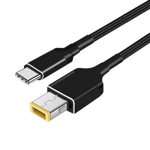 C&acirc;ble de charge USB C vers Slim-Tip pour ordinateur portable - Fiche type C vers carr&eacute; - 1,8 m - 100 W - C&acirc;ble d'extension d'alimentation PD pour Lenov Yoga T470s, T470, T460s, T450, T450s, - Neuf