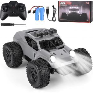 TZF-Voiture Télécommandée1/20 25km/H Voiture Télécommandée À Grande Vitesse, Véhicule Tout Terrain À Quatre Roues Motrices avec Lumières LED, Cadeau pour Les Enfants De 7 À 14 Ans¿Gris¿ - Neuf