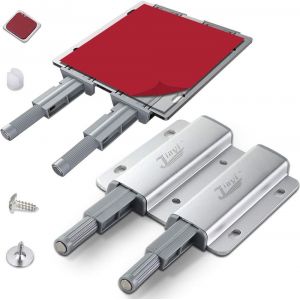 Lot de 2 Push to Open Aimant Poussoir Porte Placard Double Poussoir de Porte Loquets Magnetique pour Meuble Armoire Tiroir Touche Latche Fermeture Push Pull Systeme en Aluminium - Neuf