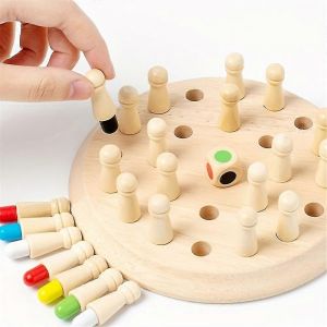 Jeu D'&eacute;checs En Bois Pour Enfants, Jeu De M&eacute;moire En Bois Avec Allumettes, Jeu De Logique Intelligent, Jeu De R&eacute;flexion, Jeu De Soci&eacute;t&eacute; Interactif Et Amusant Pour La Famille - Neuf