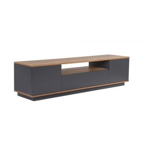 Meuble TV en bois "Veramont" - 180 x 44 x 44 cm - Gris anthracite - Neuf