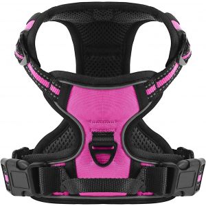 Eryi-Harnais Anti Traction Pour Chien, Réfléchissant Respirante Harnais Chien Avec Attache Devant Et Poignée Contrôle Sécurité, Arnet Pour Chien Facile À Mettre (Rose Rouge, M) - Neuf