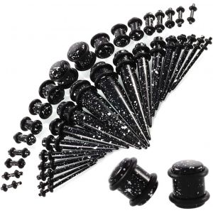 Écarteur D'oreille, 18 Boucles D'oreilles Coniques + 18 Tunnels En Acrylique De 1,6 À 10 Mm - Neuf
