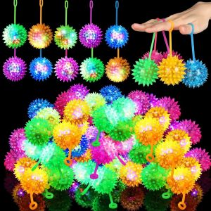 RVKAL-Balles Anti Stress Enfants Puffer,Balle Hérisson Clignotante,Boules Hérisson Led,Balles Sensorielles Souples Texturées,Caoutchouc Clignotant,Balle À Pointes Avec Lumière Led,Jouets Balle De Jeu - Neuf
