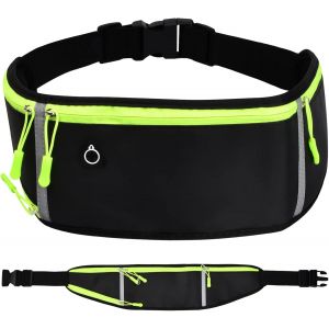 Ceinture de Course Smartphone, Femme Homme Banane de Sport Etanche Sacoche, Sac Banane r&eacute;glable avec Porte Bouteille et Prise Casque pour pour Gym, Jogging, Activit&eacute;s en Ext&eacute;rieur - Neuf