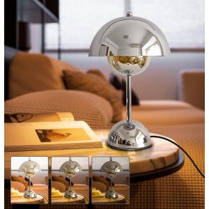 Lampe De Chevet Avec Contrôle Tactile, Lampe De Table En Champignon Dimmable Argent Avec Ampoule E27 Pour Chambre À Coucher, Salon, Étude, Chambre D'enfant, Bureau, (Ampoule Cadeau G45) - Neuf