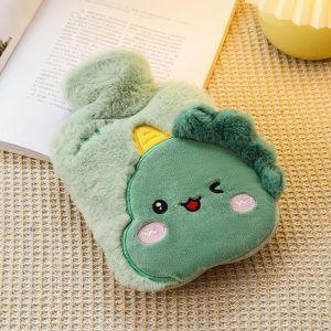 Children's Hot Water Bottle,Removable And Washable Plush Hot Water Bottle,Hot Water Bottle For Relieving Stomach,Back And Leg Pain,Hot Water Bottle (Green) - Neuf