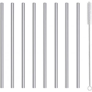SJZG-Lot De 8 Pailles &Agrave; Cocktail Courtes Et Petites Pailles R&eacute;utilisables En Acier Inoxydable Avec Brosse De Nettoyage Pour Cocktails, Rock, Gin, Verre, Caf&eacute;, Mason Bocal, Gobelets, Jus Pour - Neuf